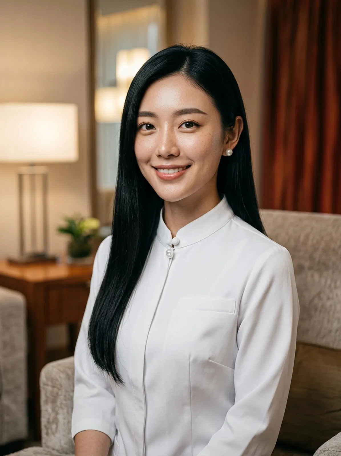 Mei Hua arranging heated basalt stones for an in-room massage in Las Vegas