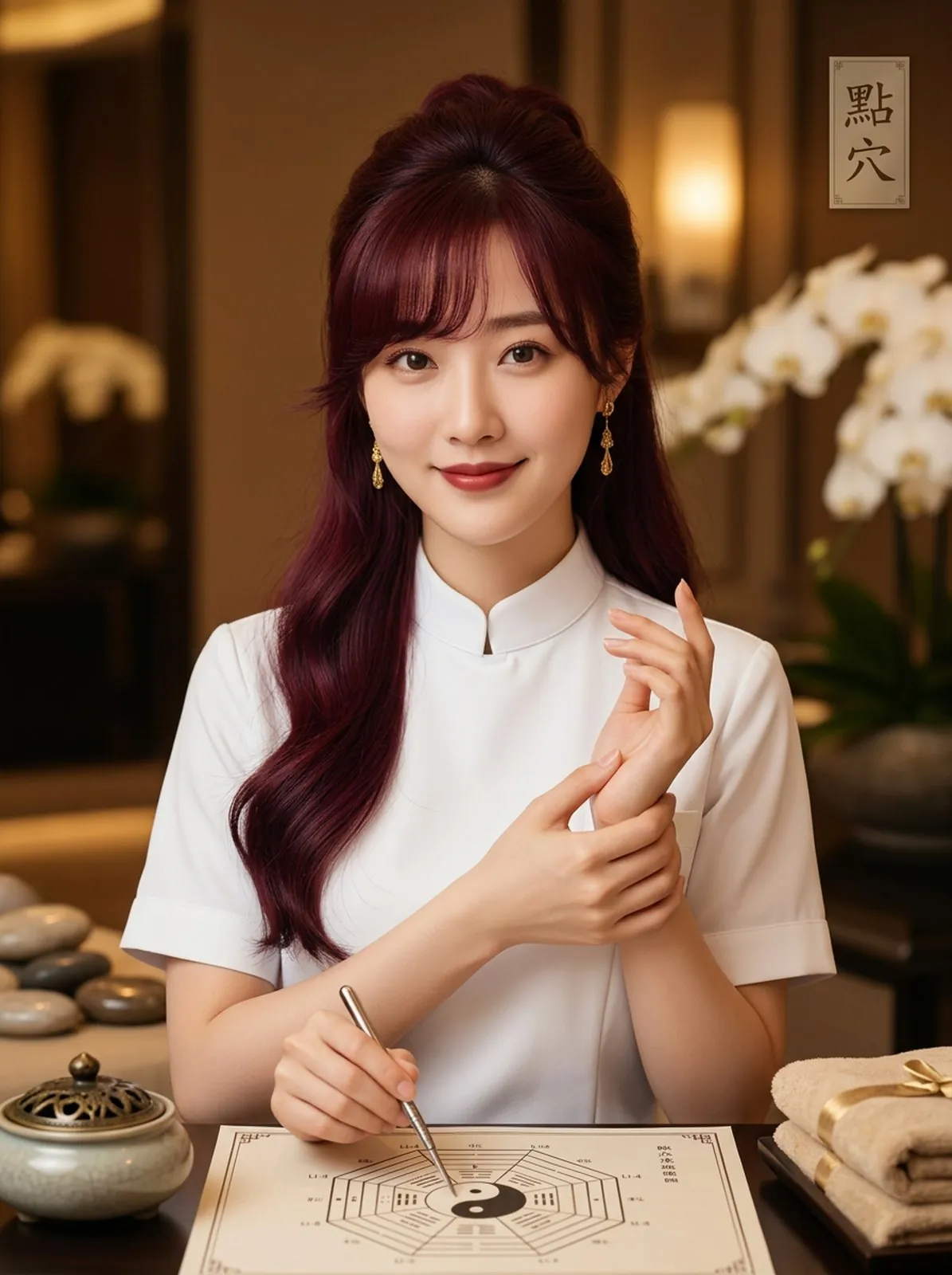 Mei Lin performing a deep tissue and reflexology session for a Strip hotel guest