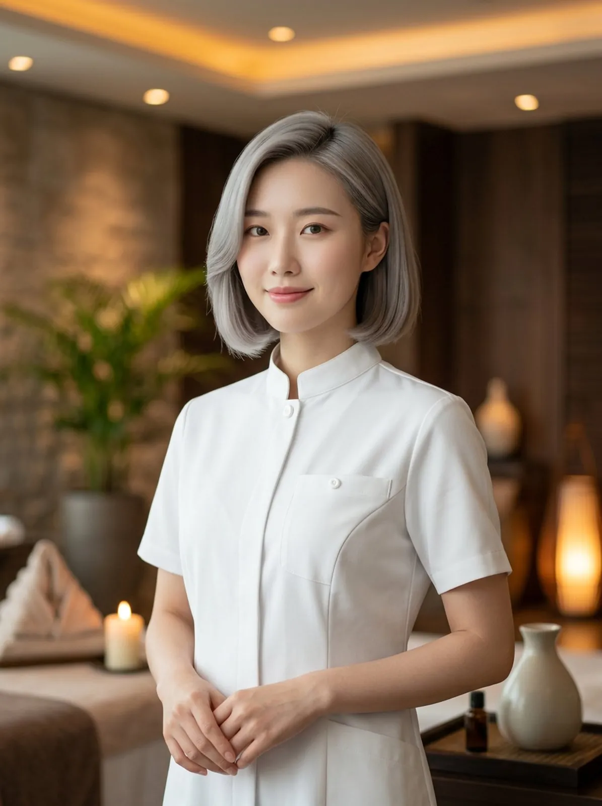 Xiao Wei delivering an warm-oil couples massage in a Las Vegas suite